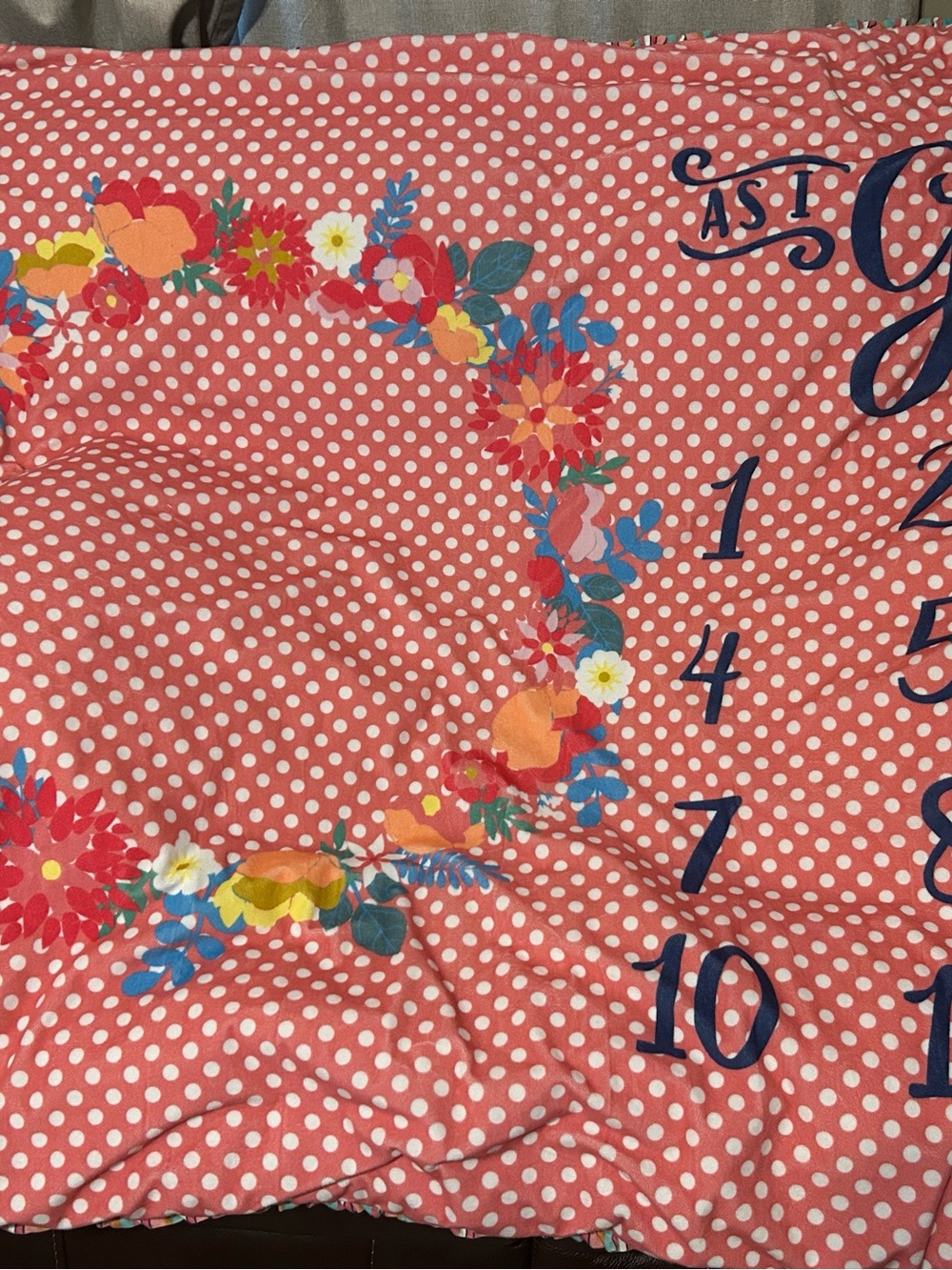 Matilda Jane Coral Polka Dot Baby Blanket with Floral Wreath